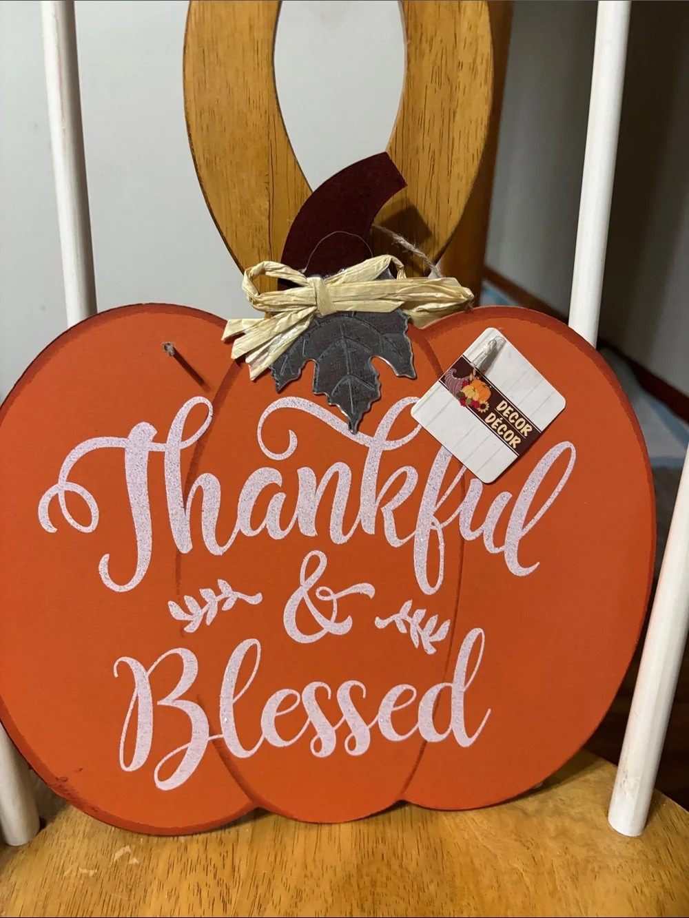 Thankful & Blessed Orange Pumpkin Wall Decor